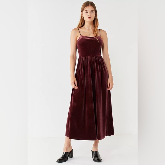 Urban Outfitters Pants - Urban Outfitters Emmabella Purple Velvet Straight-Neck Jumpsuit Size S